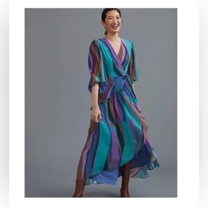 Anthropologie Striped Wrap Dress